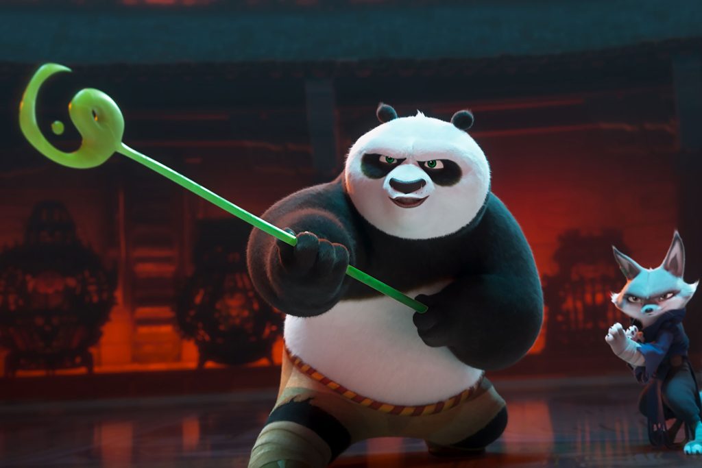 Kung Fu Panda 4 characters Po and Awkwafina's character Zhen 